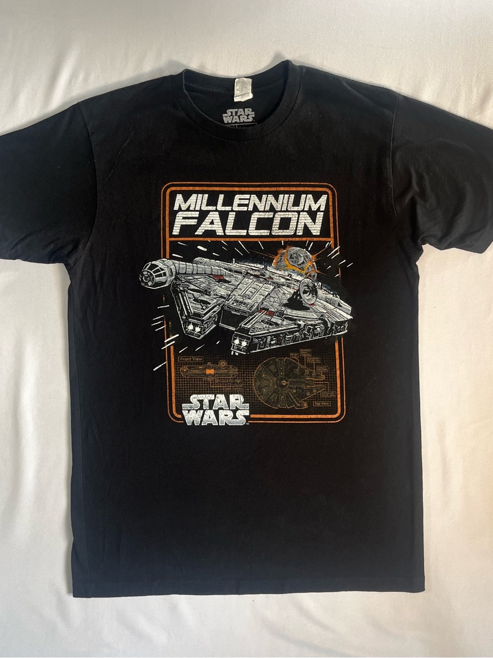 Star Wars Black Tee with Millennium Falcon and Orange Accents 0006